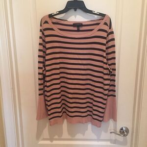 Lane Bryant Pink and Gray Striped Lightweight Sweater Size 18/20